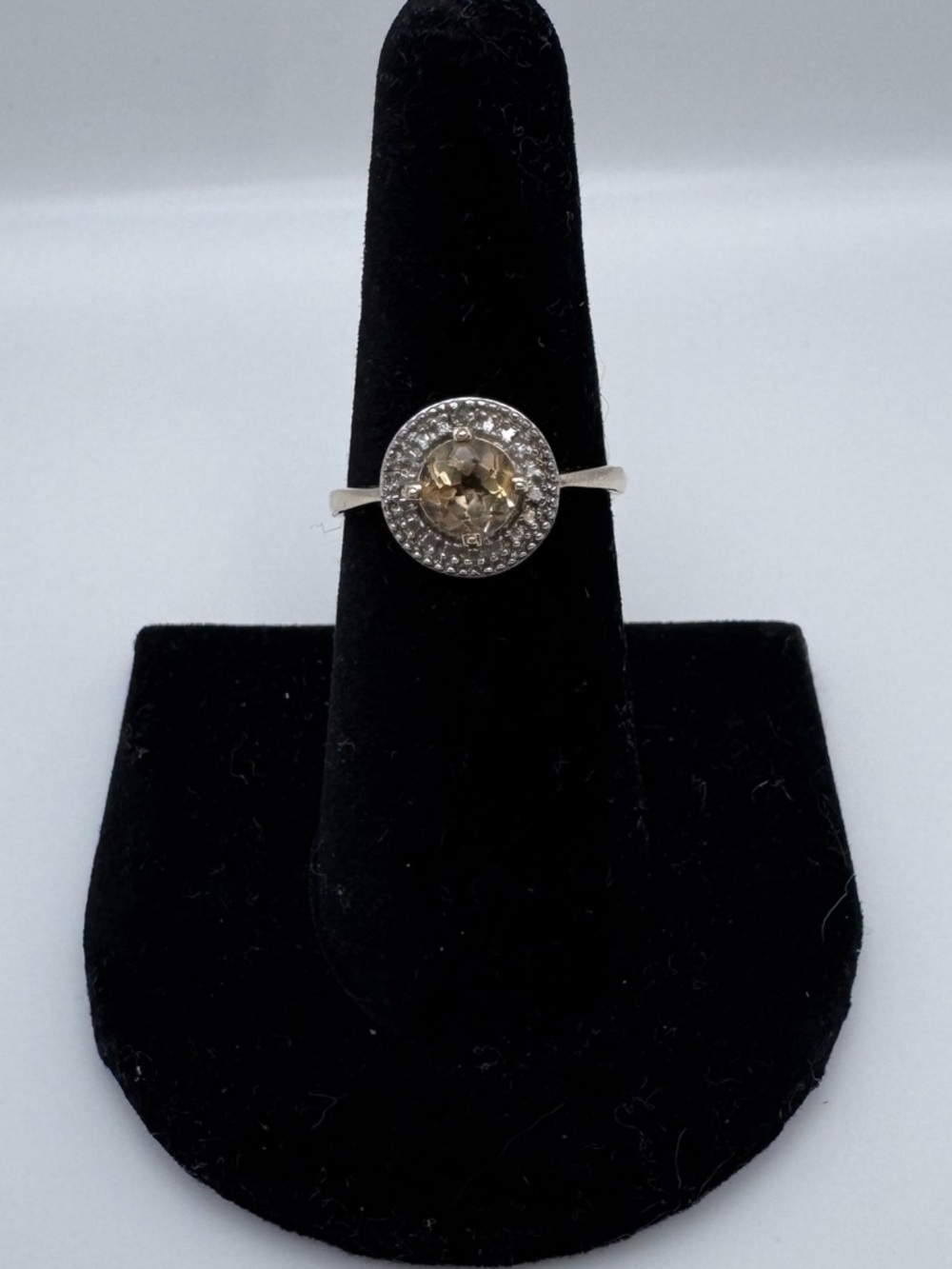 Gold 925 Sterling Silver Citrine Gemstone Ring Size 7